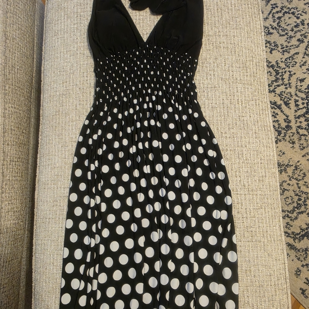 Elegant Black and White Polka Dot Dress
